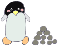 小石を集めているアデリーペンギンのイラスト画像
